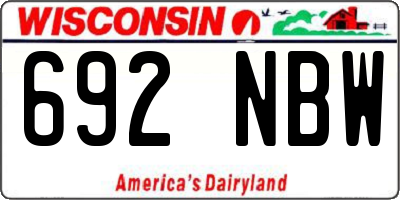 WI license plate 692NBW