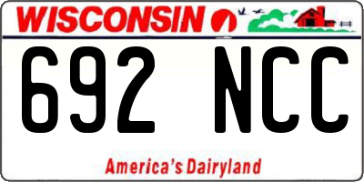 WI license plate 692NCC