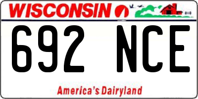 WI license plate 692NCE