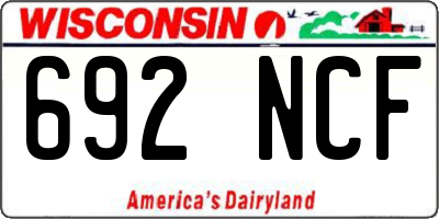 WI license plate 692NCF