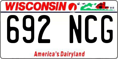 WI license plate 692NCG