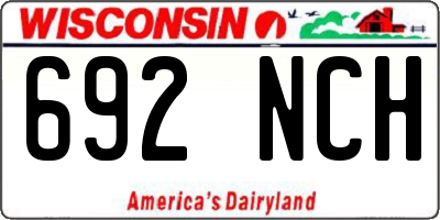 WI license plate 692NCH