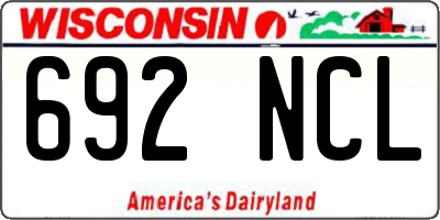 WI license plate 692NCL
