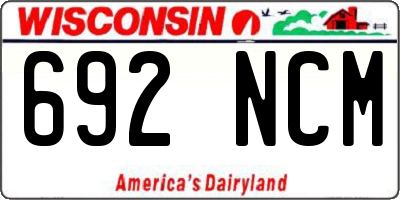 WI license plate 692NCM