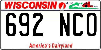 WI license plate 692NCO
