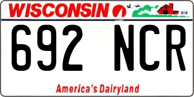 WI license plate 692NCR