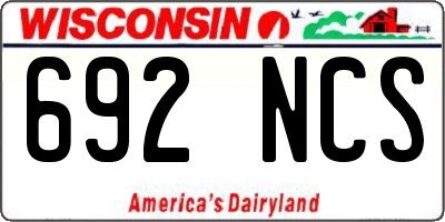WI license plate 692NCS