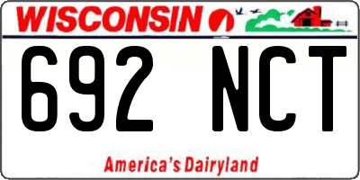 WI license plate 692NCT