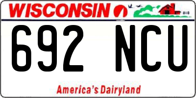 WI license plate 692NCU