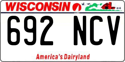 WI license plate 692NCV