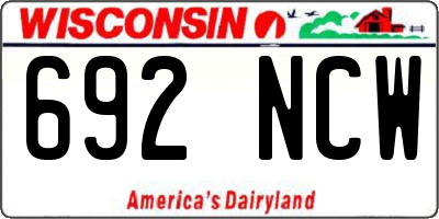 WI license plate 692NCW