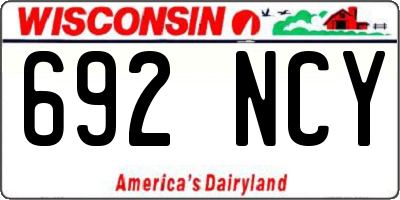 WI license plate 692NCY