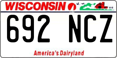 WI license plate 692NCZ