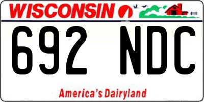 WI license plate 692NDC