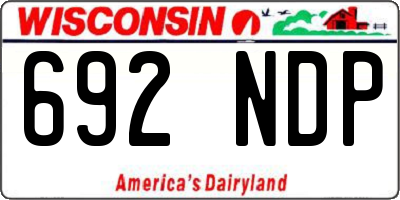 WI license plate 692NDP
