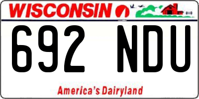 WI license plate 692NDU