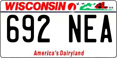 WI license plate 692NEA
