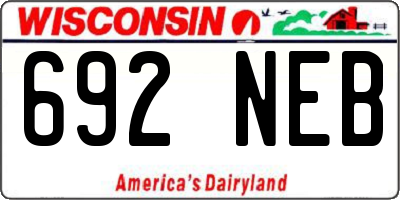 WI license plate 692NEB