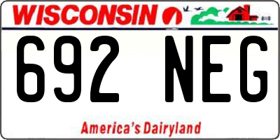 WI license plate 692NEG