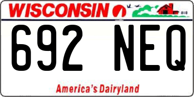 WI license plate 692NEQ