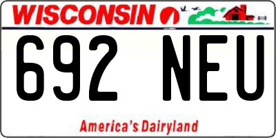 WI license plate 692NEU