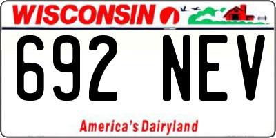 WI license plate 692NEV
