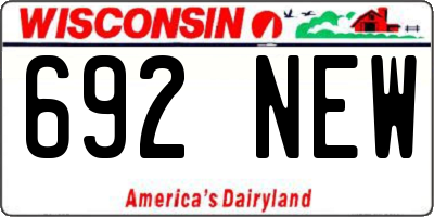 WI license plate 692NEW