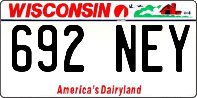 WI license plate 692NEY