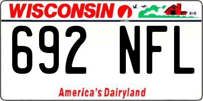 WI license plate 692NFL
