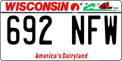 WI license plate 692NFW
