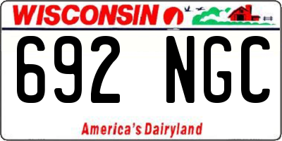WI license plate 692NGC