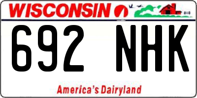 WI license plate 692NHK