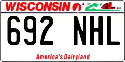 WI license plate 692NHL