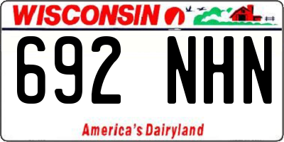 WI license plate 692NHN