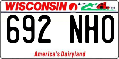 WI license plate 692NHO