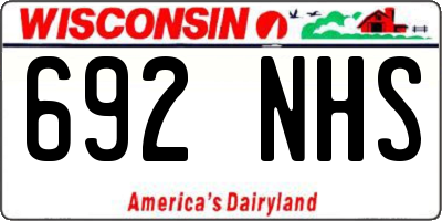 WI license plate 692NHS
