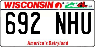 WI license plate 692NHU
