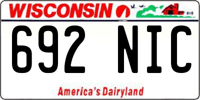 WI license plate 692NIC