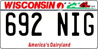 WI license plate 692NIG