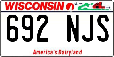 WI license plate 692NJS
