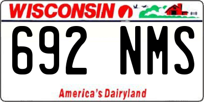 WI license plate 692NMS