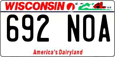 WI license plate 692NOA