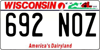 WI license plate 692NOZ