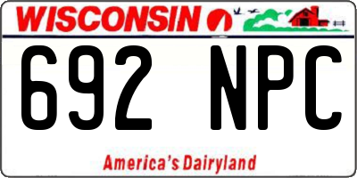 WI license plate 692NPC