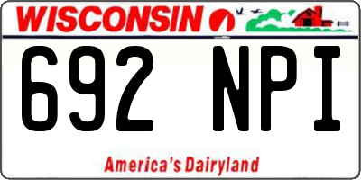 WI license plate 692NPI