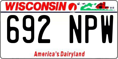 WI license plate 692NPW