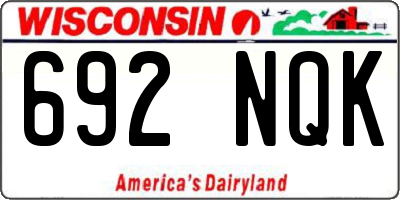 WI license plate 692NQK