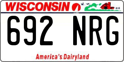 WI license plate 692NRG