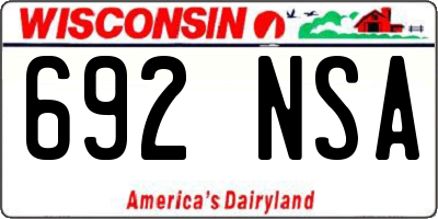 WI license plate 692NSA