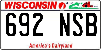 WI license plate 692NSB